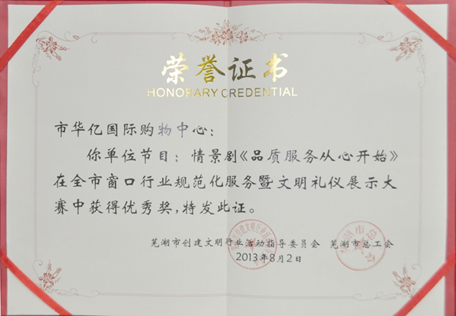 華億國際購物中心情景劇表演獲得優秀獎